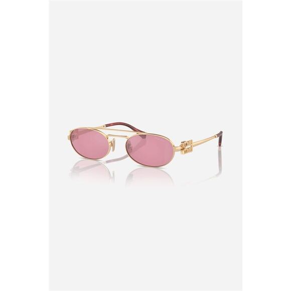 MIU MIU MU 54ZS ZVN50D Gold Pink Lens Oval Women Sunglasses AUTHENTIC main image 9